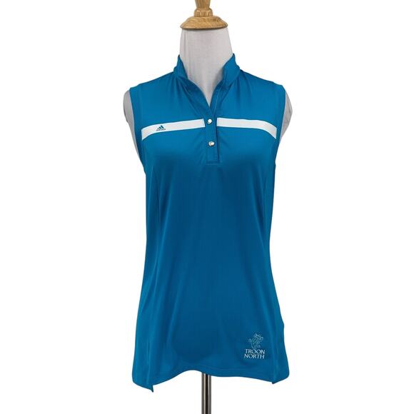 Adidas Polo Top Womens S Small Lagoon Puremotion Coolmax Sleeveless Golf *LOGO - Picture 1 of 13